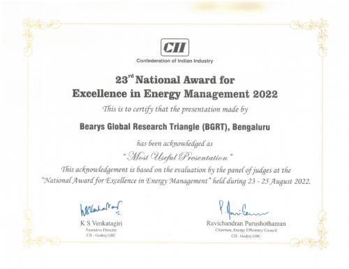 Bearys scores a Hat trick & bags “National Energy Leadership Award” from CII